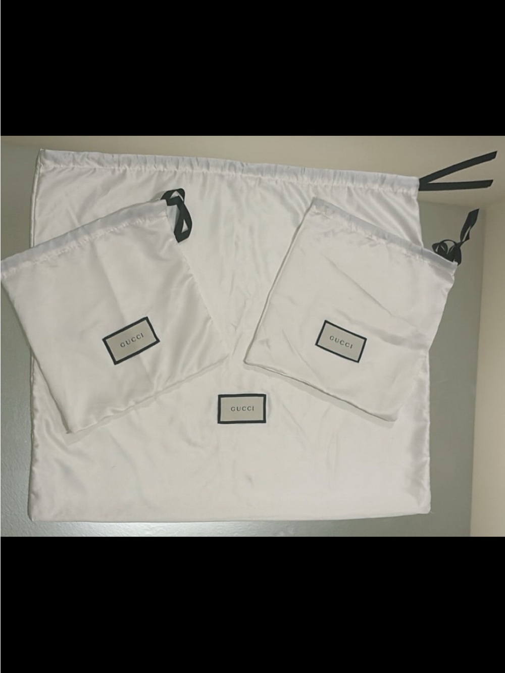 Authentic Gucci Dust Bag 3 Piece Satin Set
